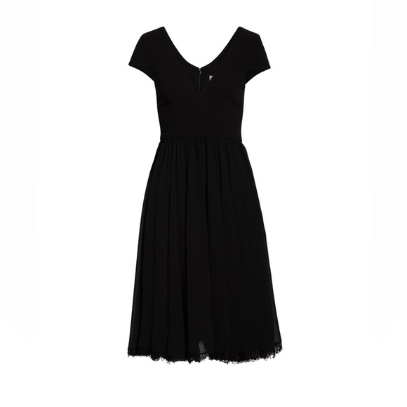 Dress the Population Corey Chiffon Fit & Flare Cocktail Dress Black Size Large - Picture 5 of 7